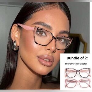 Pack of 2 Women's Cat Eye Reading Glasses — Pink & Tortoiseshell